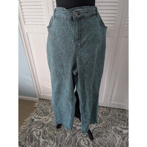 LOGO Jeans Womens 24W Teal Acid Wash MidRise Straight Cropped Frayed Grunge Boho